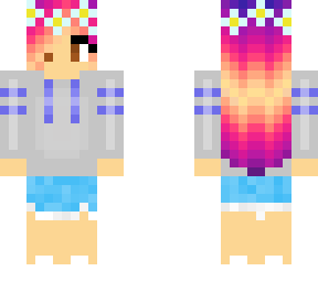 rainbow haired jean shorts