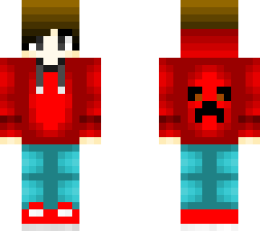 red creeper hoodie boy with brown hair