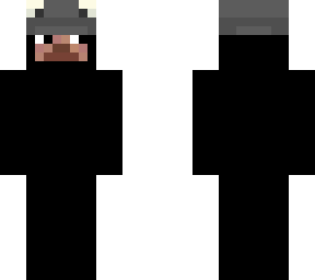 black with grey hat