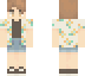 brown hair, hawaiian shirt
