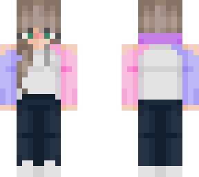 girl in colorblock hoodie