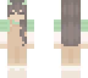 gray hair w/ green horns, tan overalls