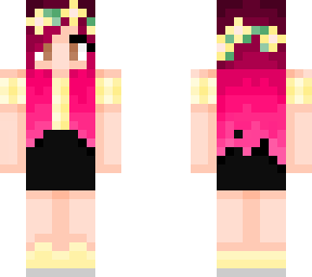 pink hair plaid shirt without socks and with flower crown