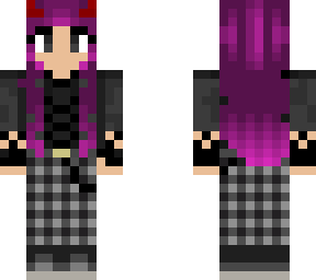 purple hair plaid trousers