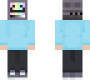 tv head and blue sweatshirt