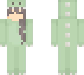 gray hair w/ dino onesie
