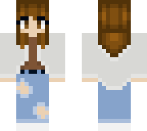 grey cardigan with ripped jeans and brown shirt and brown hair