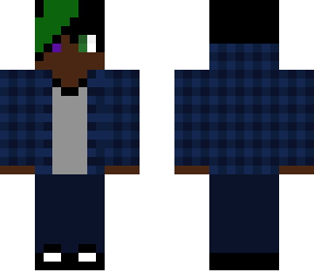 me in a blue flannel with purple and green eyes