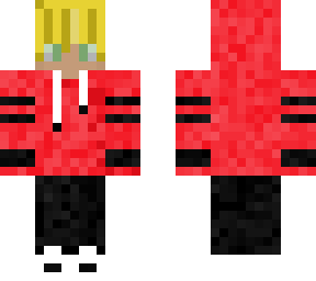 red hoodie with yellow hair