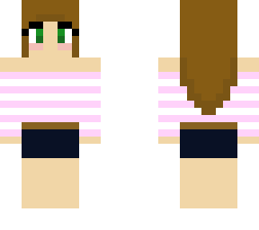 girl w/brown hair and pink stripped shirt