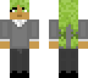 green hair school girl