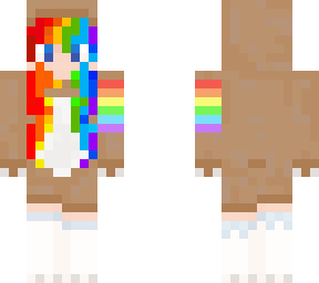 rainbow-hair girl in a onesie