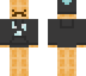 waffle with mustache and hoodie and beanie and puff