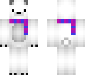 magenta, pink, and blue scarf polar bear
