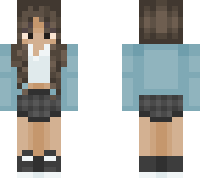 plaid skirt + blue sweater