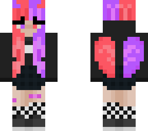 split dye girl with wings + bandaids + checkered