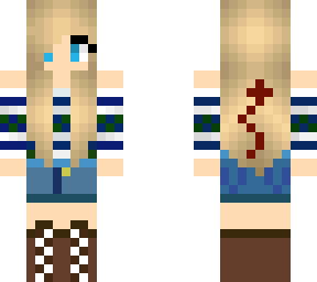 blue and green crop top (devil tail)