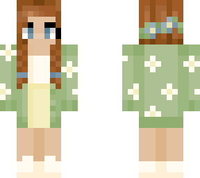brown hair with flower cardigan and flower crown girl