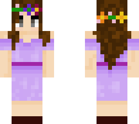female with purple dress and flower crown