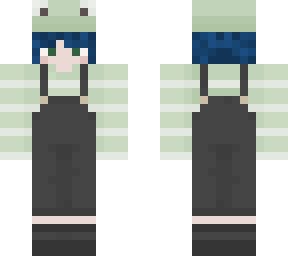 frog overall girl blue hair