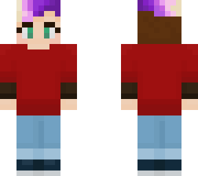 girl with ombre purple and blonde hair and black and red shirt
