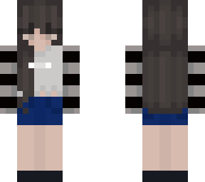 gray and black stripes with jean shorts