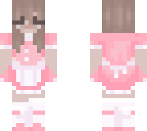 pink maid girl with brown hair