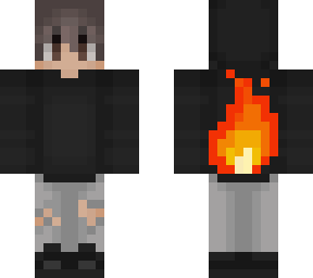 black hoodie flame boy