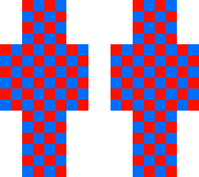 checkered red and blue
