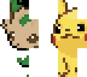 leafeon and pikachu pixel art