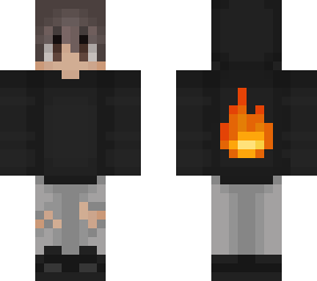 modified black hoodie flame boy