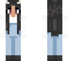 overall black hair girl