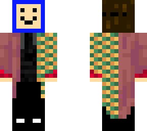 dhiyab mask with brown haired boy and giyuu kimono