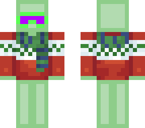 green thing with christmas sweater