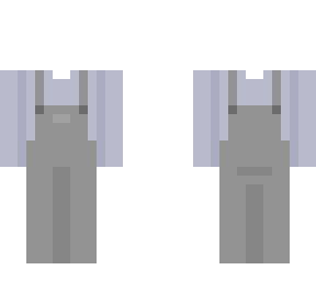 grey overalls w/ purple shirt