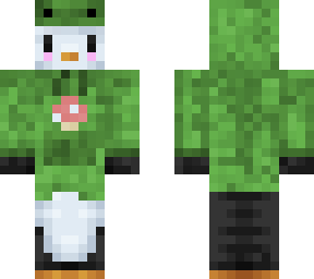 penguin in frog hoodie
