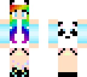 rainbow hair panda hoodie girl