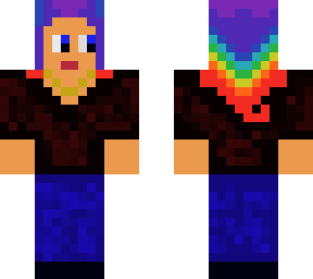 rainbow hair with faded black shirt