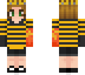 yellow and black outfit with fire