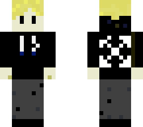 blond kid with off white hoodie
