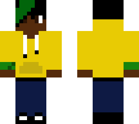 closed yellow hoodie with green streak