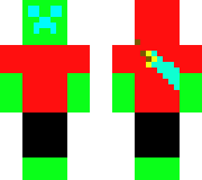 gamer creeper with diamond sword on the back