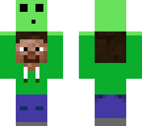 minecraft steve holding a baby slime