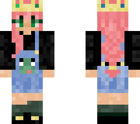 pink haired girl with crown and frog dungarees v.2