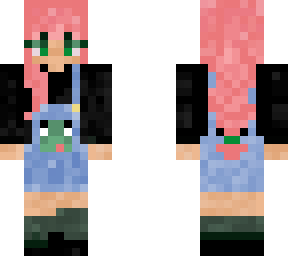 pink haired girl with frog dungarees  v.2