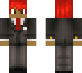 red hair and suit