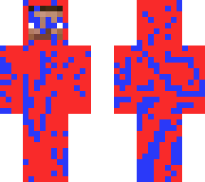 red steve with blue  paint