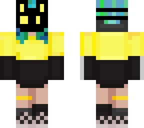 yellow and teal masked