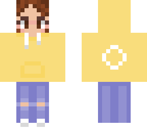 brown haired girl in yellow hoodie