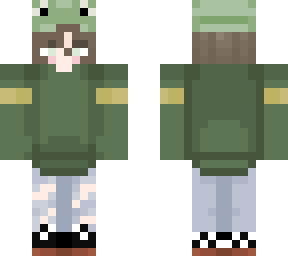 frog hoodie with yellow stripe